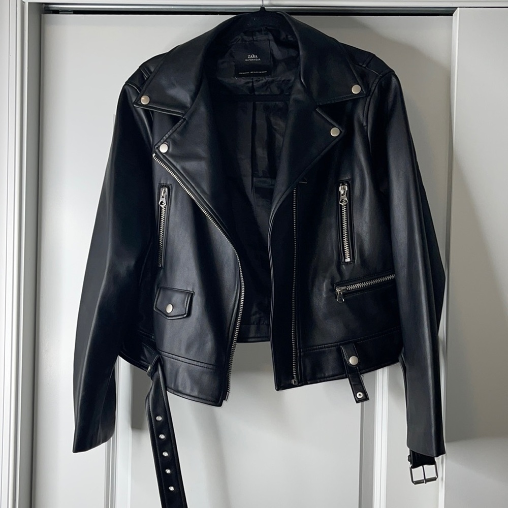 Zara Black Faux Leather Jacket